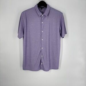 Robert Barakett Mens XL Purple Pima Cotton Blend Short Sleeve Button Up Shirt